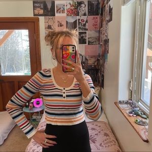 American Eagle ribbed colorful striped long sleeve
